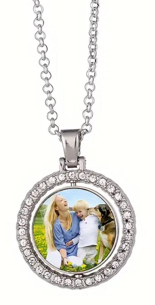 Silver Double Photo Pendant Necklace - Luxe-Custom-Designer